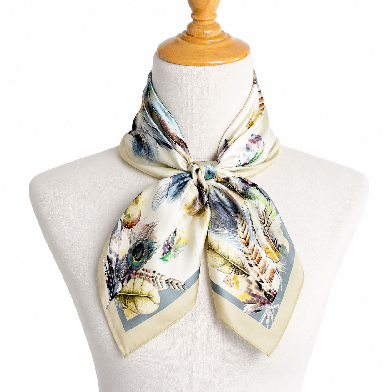 Peacock And Feathers Silk Square Foulard